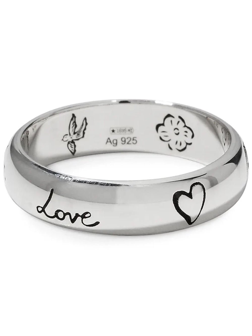 size 18 / US 8.25 Gucci Blind for Love Sterling Silver 925 Ring 5mm
